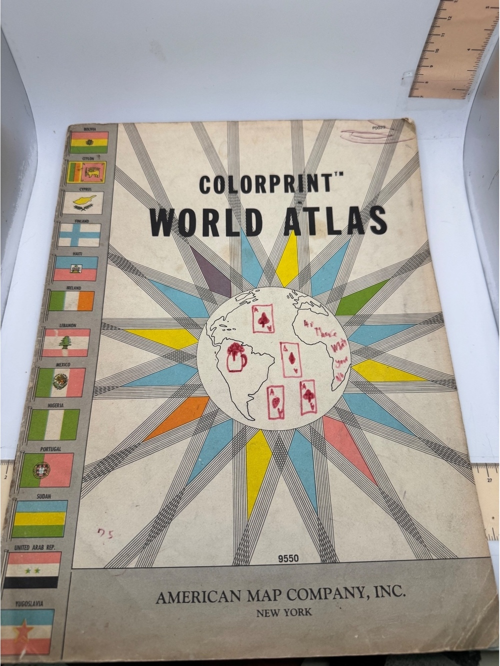 Vintage Colorprint World Atlas by American Map Company, Inc. - Classic 1950s Map